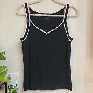Grace Dane Lewis Black Tank Top with White Trim